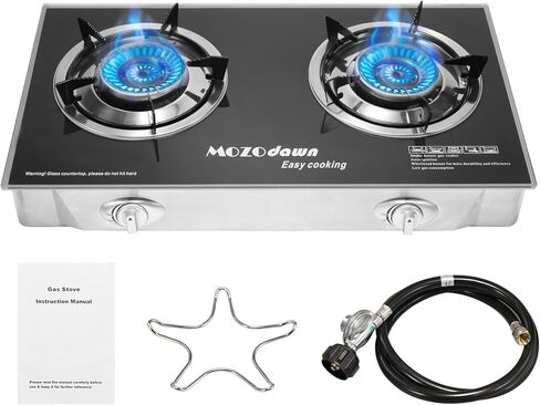 30000 BTU Two Burner Propane Stove Gas Stove, 2 Burner Propane Cooktop Outdoor Camping Stove with Auto Ignition with LPG Adapter Hose in Saudi Arabia