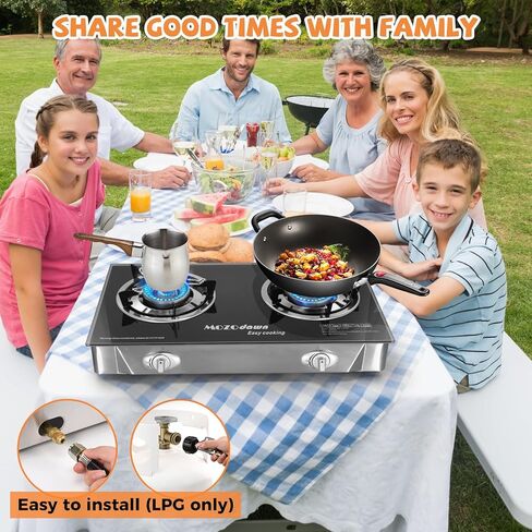 30000 BTU Two Burner Propane Stove Gas Stove, 2 Burner Propane Cooktop Outdoor Camping Stove with Auto Ignition with LPG Adapter Hose in Saudi Arabia