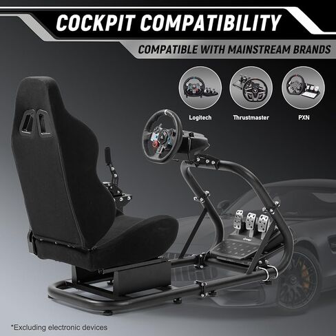 Marada Driving Simulator Cockpit with Seat Pro Steering Wheel Stand fit for Logitech G29 G920 G923,Thrustmaster T300,Fanatec, Racing Simulator, Without Wheel Pedal Handbrake Shift in Saudi Arabia