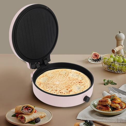 Countertop Pizza Maker with Temperatures control, 12in Quesadilla Calzone Maker, 110V Pizza Oven Converts to Electric indoor Grill for Home or School, Prevent-Stick (Pink) in Kuwait