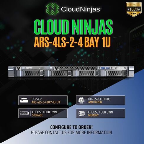ARS-4LS-2 4 BAY 1U Server Ryzen 5 7600x 6 Core 4.7 GHz 128GB DDR5 4800 ECC Unbudured 2x EVO 990 2TB M.2 NVME EVO 870 2TB SATA DUAL in Kuwait
