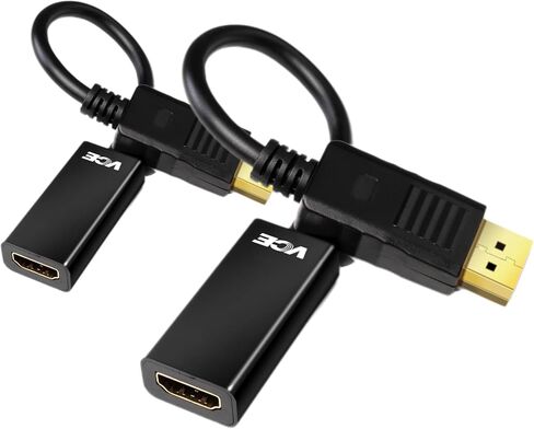 VCE DisplayPort إلى محول HDMI ، منفذ عرض مطلي بالذهب إلى كابل محول HDMI ، محول 1080p HDMI 2.0 مع الصوت ، الأسود - 7.8 بوصة (حزمة واحدة) in Kuwait