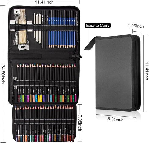 Tensine 146PCS Art Supplies Drawing Kit, Pencils for Sketching - Include Colored, Graphite, Metallic, Charcoal Pencil, Ideal Gift Beginners & Professional Artists Teens Adults, 145 Piece Set in Saudi Arabia
