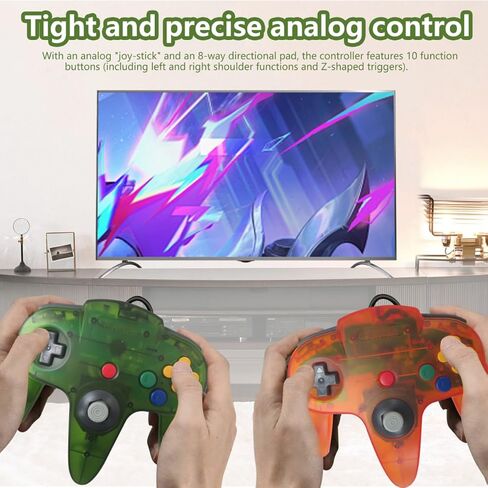 Amour Preserveyy 2025 New 2 Packs Classic 64 Wired Controller joystick لنظام ألعاب الفيديو N64 لوحدة التحكم N64 (أحمر شفاف وشفاف) in Kuwait