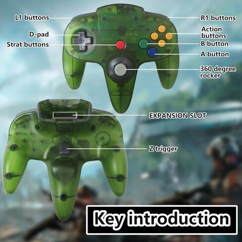 Amour Preserveyy 2025 New 2 Packs Classic 64 Wired Controller joystick لنظام ألعاب الفيديو N64 لوحدة التحكم N64 (أحمر شفاف وشفاف) in Kuwait