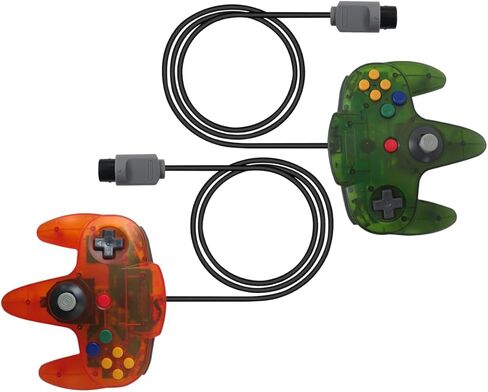 Amour Preserveyy 2025 New 2 Pack Wired Controller Molestick Video Game Console Classic Wired 64 بت لوحة عصا التحكم في Nintendo 64 N64 Console (Redparent Red and Sharprent Blue) in Kuwait