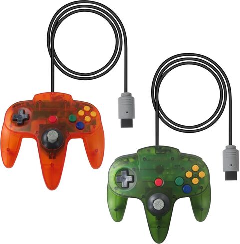 Amour Preserveyy 2025 New 2 Pack Wired Controller Molestick Video Game Console Classic Wired 64 بت لوحة عصا التحكم في Nintendo 64 N64 Console (Redparent Red and Sharprent Blue) in Kuwait
