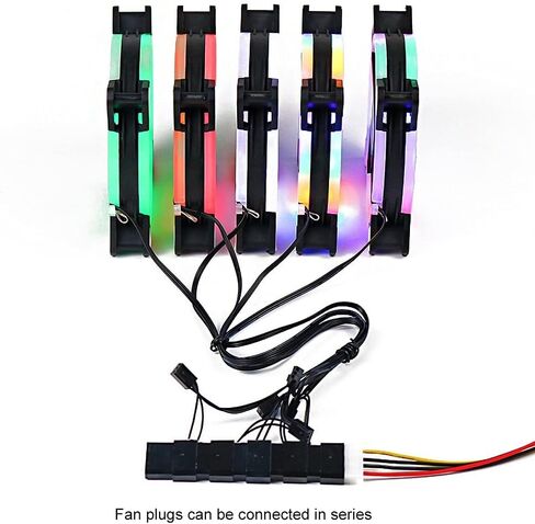 120mm Computer Cooling Fan RGB PC Radiator Case Adjustable Fan LED Heatsink Colorful Cooler Fans for Computer PC(E) in Saudi Arabia