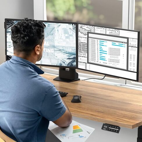 Dual Monitor Arm, Adjustable Desk Mount for 17–27" Screens, VESA Compatible Double Monitor Stand with Articulating Arms, Space-Saving Dual Monitor Mount for Home or Office (Silver) in Saudi Arabia