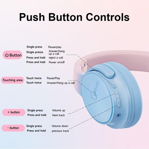 Bluetooth Headphones Over Ear, Foldable Lightweight Wireless Headsets, HiFi Stereo, HD Microphone, 30H Playtime, Suitable for Mobile Phones, Computers, TVs, Games, Outdoors, Offices (Pink) in Kuwait