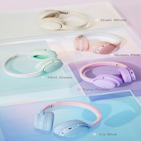 Bluetooth Headphones Over Ear, Foldable Lightweight Wireless Headsets, HiFi Stereo, HD Microphone, 30H Playtime, Suitable for Mobile Phones, Computers, TVs, Games, Outdoors, Offices (Pink) in Kuwait