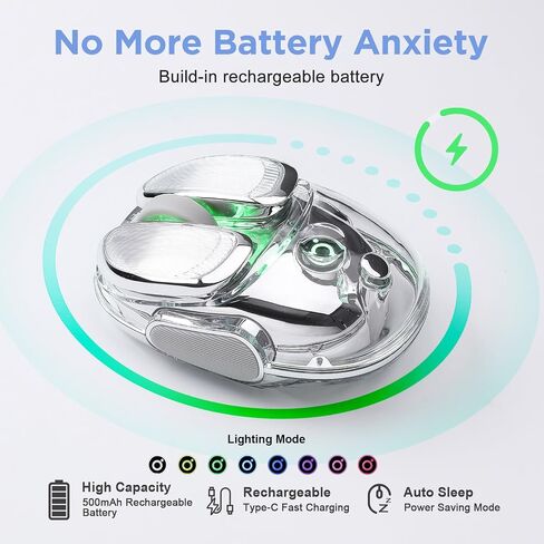 Q9 Wireless Mouse, 2.4G/BT Dual Mode, 4 Adjustable DPI (800-4800), Ultra-Quiet Click, RGB Breathing Light, 500mAh Long Battery, Portable for PC/Laptop/Mac/Tablet(Silver) in Saudi Arabia