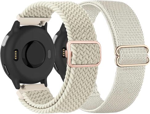 2 Pack Braided Stretchy Nylon Watch Bands Compatible with Garmin Vivoactive 6/5/3, 20mm Loop Elastic Fabric Straps for Venu Sq 2/Forerunner 55/165/645/245 Women Men in Saudi Arabia