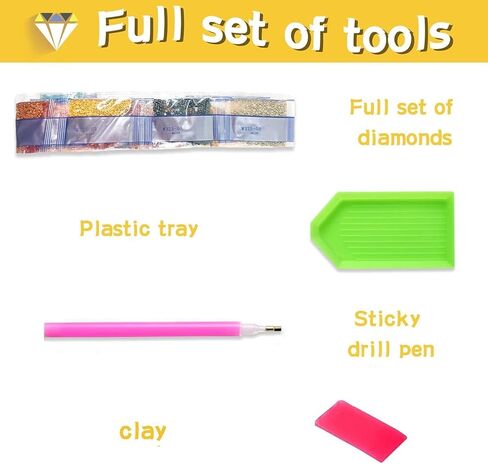 لوحة ماسية خماسية الابعاد لانعكاسات الذئب والكلب حفر كامل حسب الارقام، طلاء سكريوي مرصع باحجار الراين بنفسك مع مجموعة الماس لتزيين الفنون والحرف اليدوية (12×16 انش) in Kuwait