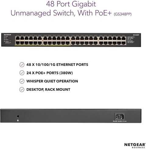 Netgear 16-Port Gigabit Ethernet Ungeding Poe+ Switch (GS316pp)-مع 16 X Poe+ @ 183w ، سطح المكتب/Rackmount/Wallmount ، المعدن القوي (GS316pp-100) (متجدد) in Kuwait
