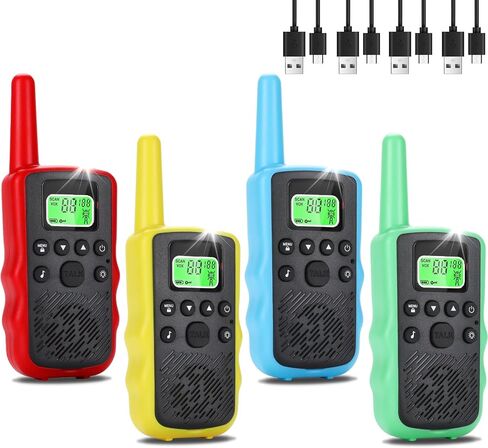 Walkie Talkies طويل المدى للبالغين - أجهزة الراديو التي يمكن إعادة شحنها ثنائية الاتجاه مع راديو 22 قنوات FRS ، و Kids Walkie Talkies مع مصباح LED ، و Vox Walky Talky للتخييم المشي لمسافات طويلة 4Pack in Saudi Arabia