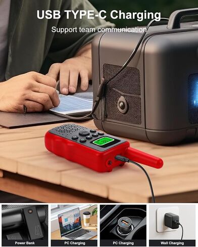 Walkie Talkies طويل المدى للبالغين - أجهزة الراديو التي يمكن إعادة شحنها ثنائية الاتجاه مع راديو 22 قنوات FRS ، و Kids Walkie Talkies مع مصباح LED ، و Vox Walky Talky للتخييم المشي لمسافات طويلة 4Pack in Saudi Arabia