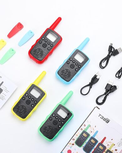 Walkie Talkies طويل المدى للبالغين - أجهزة الراديو التي يمكن إعادة شحنها ثنائية الاتجاه مع راديو 22 قنوات FRS ، و Kids Walkie Talkies مع مصباح LED ، و Vox Walky Talky للتخييم المشي لمسافات طويلة 4Pack in Saudi Arabia