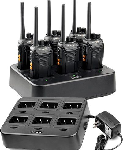 RETEVIS RT27 Walkie Talkies (6 Pack) مع ستة طريق شاحن (حزمة 2) ، أجهزة الراديو الثقيلة ثنائية الاتجاه للبالغين ، فوكس خالية من اليدين ، إنذار محلي ، راديو مكون من ستة اتجاهين مع شاحن ستة اتجاه in Saudi Arabia