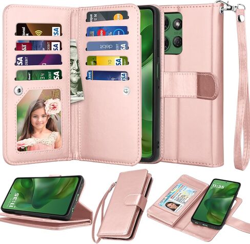Njjex Wallet Case for Motorola Moto G Power 5G 2025, for Moto G Power 5G 2025 Case, [9 Card Slots] PU Leather ID Credit Holder Folio Flip [Detachable] Kickstand Magnetic Phone Cover & Lanyard [Black] in Saudi Arabia