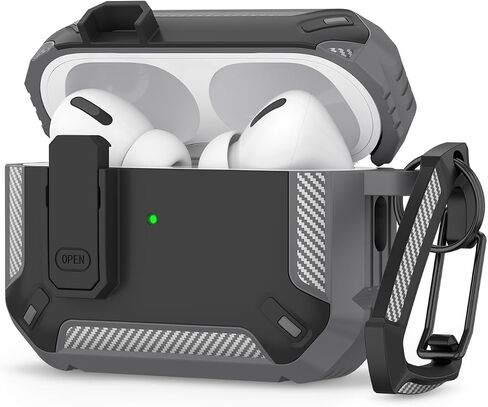 Meliya for AirPods Pro 2nd/1st Generation Case Cover with Secure Lock, Automatic Pop-up Full Protection Hard Protective Case for Apple AirPods Pro 2 (2023/2022/2019) (Black Yellow) in Saudi Arabia