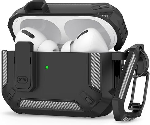 Meliya for AirPods Pro 2nd/1st Generation Case Cover with Secure Lock, Automatic Pop-up Full Protection Hard Protective Case for Apple AirPods Pro 2 (2023/2022/2019) (Black Yellow) in Saudi Arabia