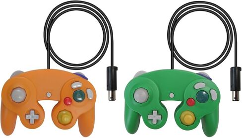 Kogunxu 2x Wired Controller استبدال Gamepad Place for Gamecube ، وحدة تحكم الألعاب المطورة تناسب Wii U (Orange & Green) [لعبة الفيديو] in Kuwait