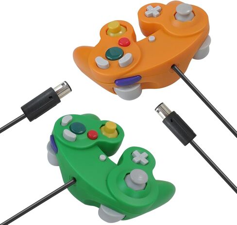 Kogunxu 2x Wired Controller استبدال Gamepad Place for Gamecube ، وحدة تحكم الألعاب المطورة تناسب Wii U (Orange & Green) [لعبة الفيديو] in Kuwait