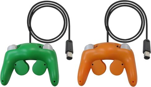Kogunxu 2x Wired Controller استبدال Gamepad Place for Gamecube ، وحدة تحكم الألعاب المطورة تناسب Wii U (Orange & Green) [لعبة الفيديو] in Kuwait