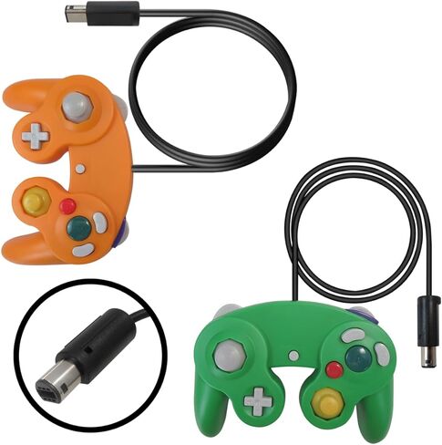 Kogunxu 2x Wired Controller استبدال Gamepad Place for Gamecube ، وحدة تحكم الألعاب المطورة تناسب Wii U (Orange & Green) [لعبة الفيديو] in Kuwait