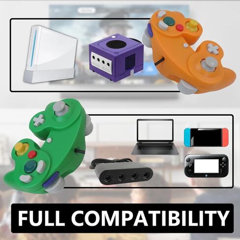 Kogunxu 2x Wired Controller استبدال Gamepad Place for Gamecube ، وحدة تحكم الألعاب المطورة تناسب Wii U (Orange & Green) [لعبة الفيديو] in Kuwait