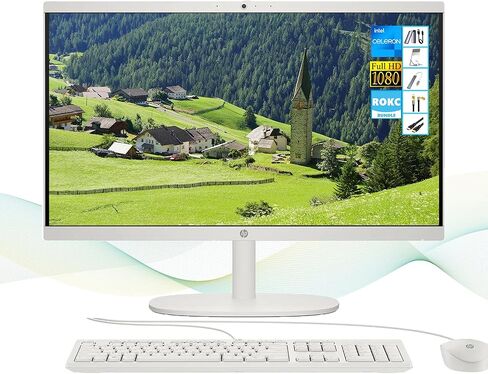 HP AI-Powered AIO Desktop| 21.5" FHD All-in-One Computer|32GB RAM| 1TB SSD & 128GB Portable SSD| Intel Celeron 2-Core CPU| Webcam|Wi-Fi 6| RJ-45| Copilot Ready|Windows 11| Keyboard & Mouse|RK Bundle in Saudi Arabia