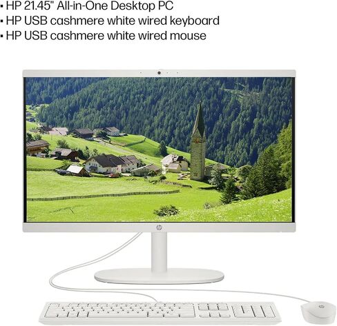 HP AI-Powered AIO Desktop| 21.5" FHD All-in-One Computer|32GB RAM| 1TB SSD & 128GB Portable SSD| Intel Celeron 2-Core CPU| Webcam|Wi-Fi 6| RJ-45| Copilot Ready|Windows 11| Keyboard & Mouse|RK Bundle in Saudi Arabia