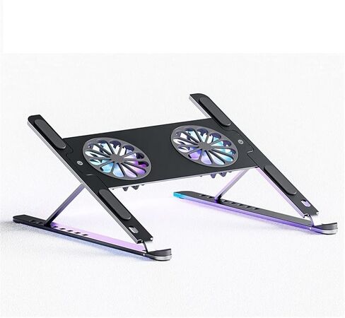 Aluminum Adjustable Laptop Stand for Tablet Stand Notebook Cooling Stand Fan Pad Portable Base(D) in Saudi Arabia