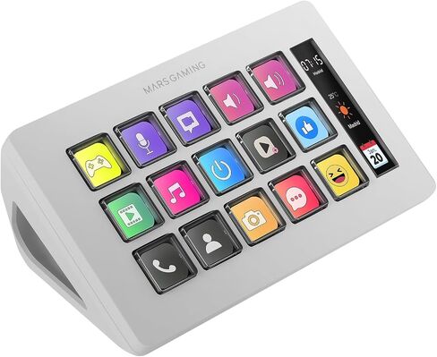 MARSGAMING MSD-One Slim Control Deck, 15 Customizable LCD Keys, Expanded LCD Display, Software Control and Plug-in, Compact Control Deck with Slim Ergonomic Design, Windows and MacOS, White in Saudi Arabia