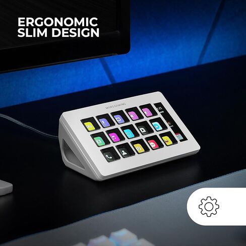 MARSGAMING MSD-One Slim Control Deck, 15 Customizable LCD Keys, Expanded LCD Display, Software Control and Plug-in, Compact Control Deck with Slim Ergonomic Design, Windows and MacOS, White in Saudi Arabia