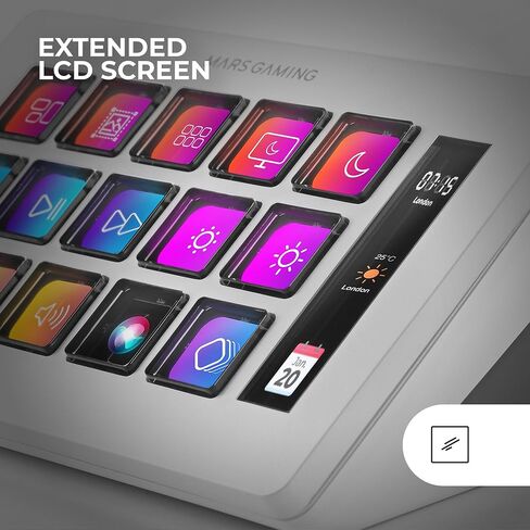MARSGAMING MSD-One Slim Control Deck, 15 Customizable LCD Keys, Expanded LCD Display, Software Control and Plug-in, Compact Control Deck with Slim Ergonomic Design, Windows and MacOS, White in Saudi Arabia