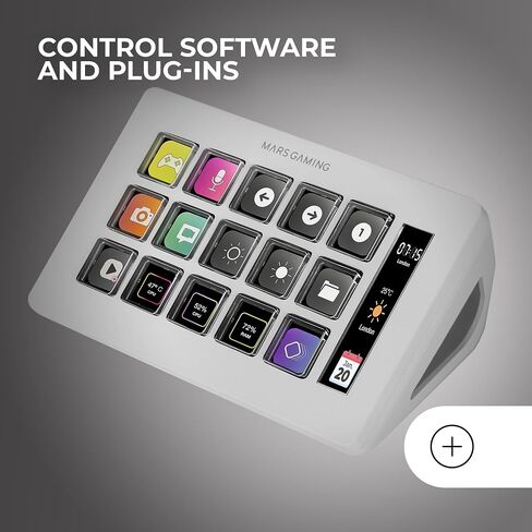 MARSGAMING MSD-One Slim Control Deck, 15 Customizable LCD Keys, Expanded LCD Display, Software Control and Plug-in, Compact Control Deck with Slim Ergonomic Design, Windows and MacOS, White in Saudi Arabia