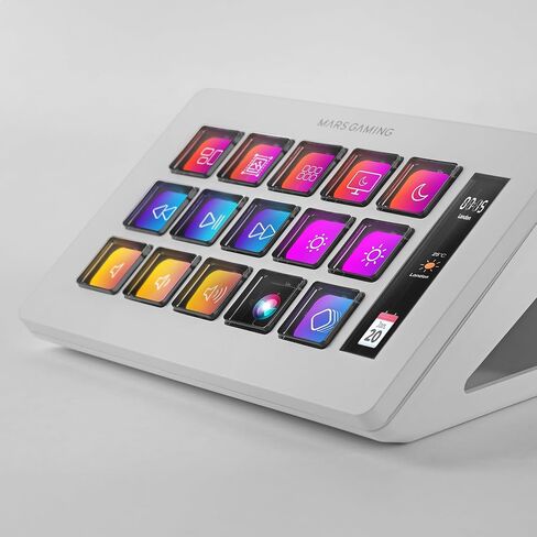 MARSGAMING MSD-One Slim Control Deck, 15 Customizable LCD Keys, Expanded LCD Display, Software Control and Plug-in, Compact Control Deck with Slim Ergonomic Design, Windows and MacOS, White in Saudi Arabia