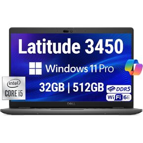 Dell Latitude 3450 3000 14" Business Laptop, Intel 10 Core i5-1335U (Beats i7-1270P), 16GB DDR5 RAM, 512GB NVMe, WiFi 6E + BT, HD Webcam, RJ-45, Win 11 Pro -Gray