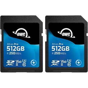 OWC 512GB Atlas Pro High-Performance SDXC UHS-II V60 Memory Card for DSLR and Mirrorless Functions (2-Pack)
