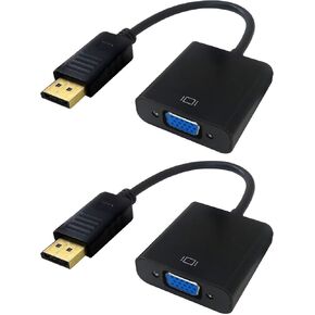 BLUE ELF DisplayPort Male to VGA Female Adapter Gold-Plated, 2-Pack Converter for Computer to Monitor, Display, Projector, HDTV with VGA Input Devices Upgraded