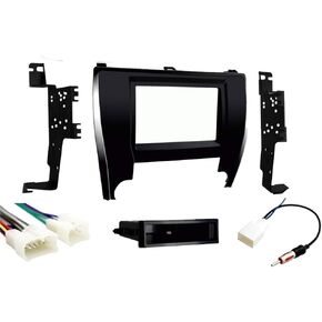 Radio Stereo Stereo Sender Onder و Dine Din Car Radio Kit ، تسخير الأسلاك ، محول الهوائي متوافق مع Toyota Camry 2015 ، 2016 ، و 2017 بدون مضخم مصنع JBL