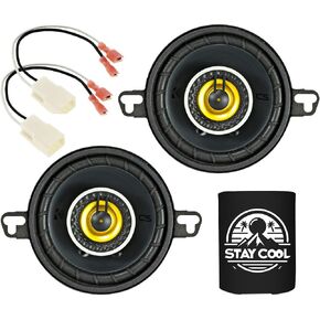 KICKER Speakers 3.5 inch for Chrysler 200 (w/Alpine Amp) 2015-2017 Upgrade Kit - Pair of CS Series with Harness, Coaxial 3 1/2 Car Audio Rear Door Speaker CSC35, 46CSC354