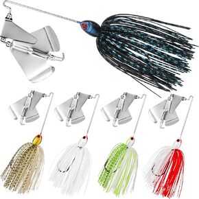 Prop Buzzbaits المزدوجة - صيد السمك الساحر Buzzbait Spinnerbait Jigs إغراء لباس ، Pike والمزيد - عمل نابض بالحياة مع تصميم مروحة مزدوجة ، مثالية للرجال الصيادون ، 5pcs