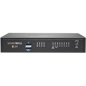 SonicWall TZ270 Network Security/Firewall Appliance - Intrusion Prevention - 8 Port - 10/100/1000Base-T - Gigabit Ethernet - 256 MB/s Firewall Throughput - DES, 3DES, MD5, SHA-1, AES (128-bit), AES (1