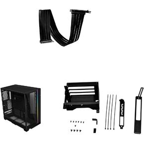 Lian Li Premium PCI-E 16X 4.0 Black Extender Riser Cable 900mm & O11DEXL-X - O11 Dynamic EVO XL Full Tower Gaming Case Black & O11DEXL-1X Upright GPU Bracket Upgrade Kit