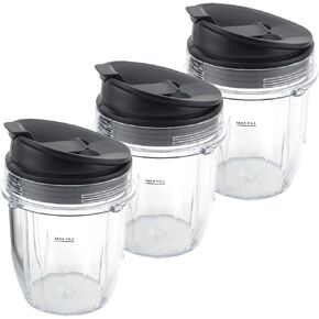 3 Pack 12 oz Cups with Sip & Seal Lids for Nutri Ninja Blenders