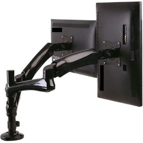 27inch 9kg Heavy Gauge Full Motion Air Press Gas Strut Double LCD Tv Table Mount 2 Monitor Desk Screen Support Led Bracket