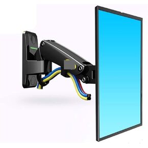 F120 17-27" Gas Spring Full Motion TV Wall Mount Bracket LCD Monitor Stand Aluminum Arm Bracket Silver 360 Rotate(with Adaptor Silver)